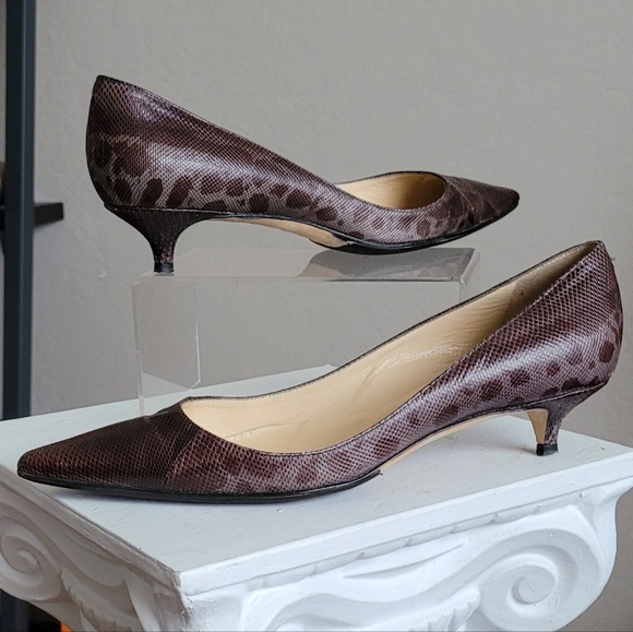 Jimmy Choo pointed toe Amelia kitten heel snake embossed multi leather low pump - Picture 14 of 14